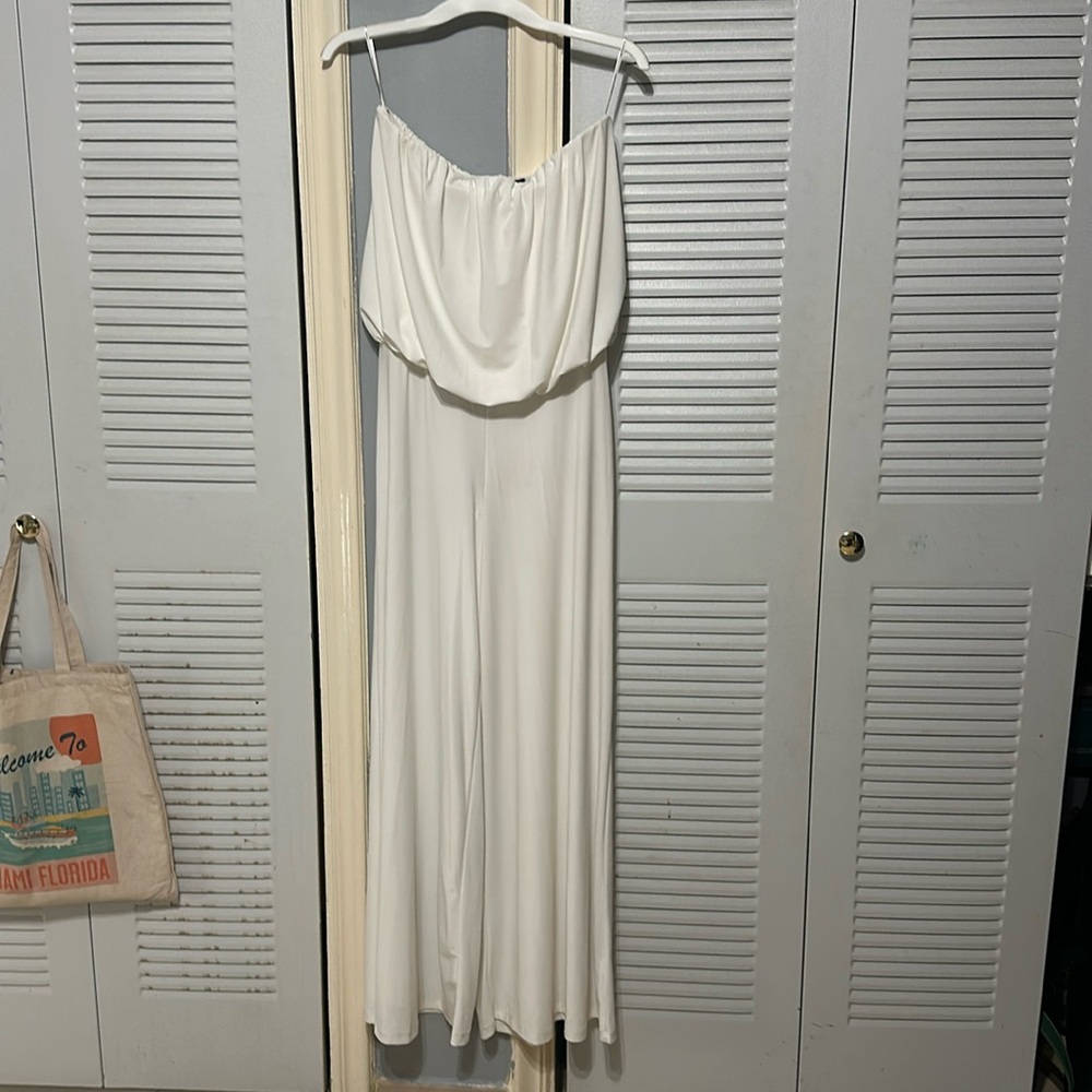 Symphony White Strapless Jumpsuit Size M